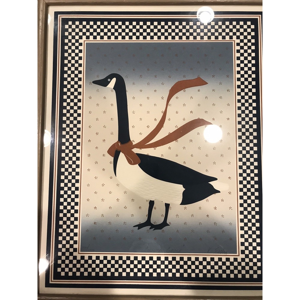 Vintage Country Goose Cast Art Checkered K. Eisley Signed Numbered 2142 /2500